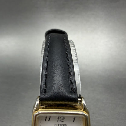Citizen Tank Watch Women 20mm White Dial Gold Tone Rectangle 6031-T20999 New Bat4