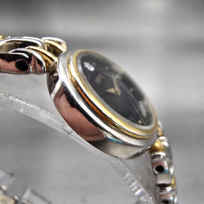 Seiko Watch Women 20mm Black Dial Two Tone Round 1N00-1D99 New Battery Vintage3
