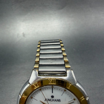 Junghans Grand Prix Watch Men 33mm White Dial Two Tone Round 11024 New Battery4