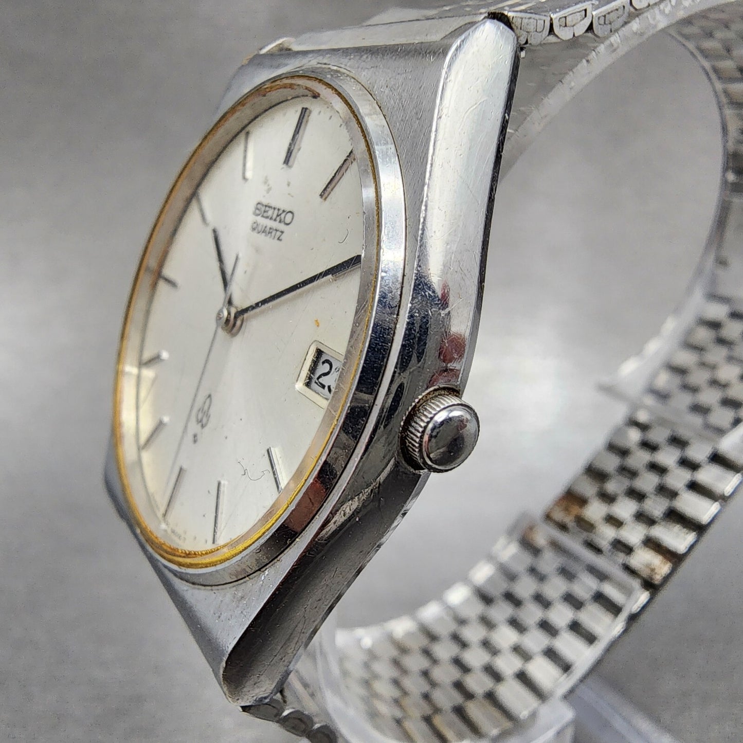 Seiko Watch Men 33mm Silver Dial Silver Tone Date 7832-8010 PARTS