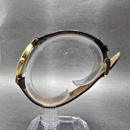 Movado Museum Watch Men 34mm Black Dial Gold Tone Round 87-66-0882 New Battery7