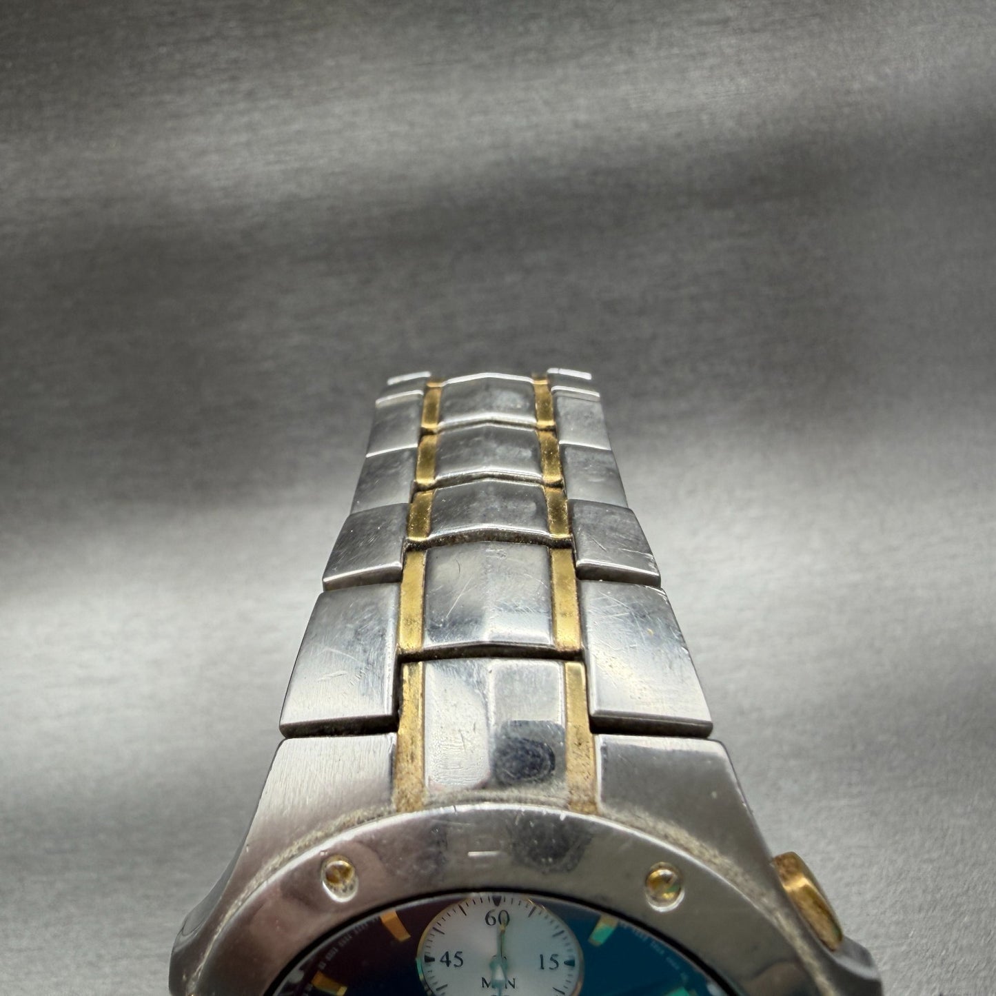 Seiko Couture Chronograph Watch Men 40mm Blue Dial Two Tone 7T62-0FA0 New Batt4