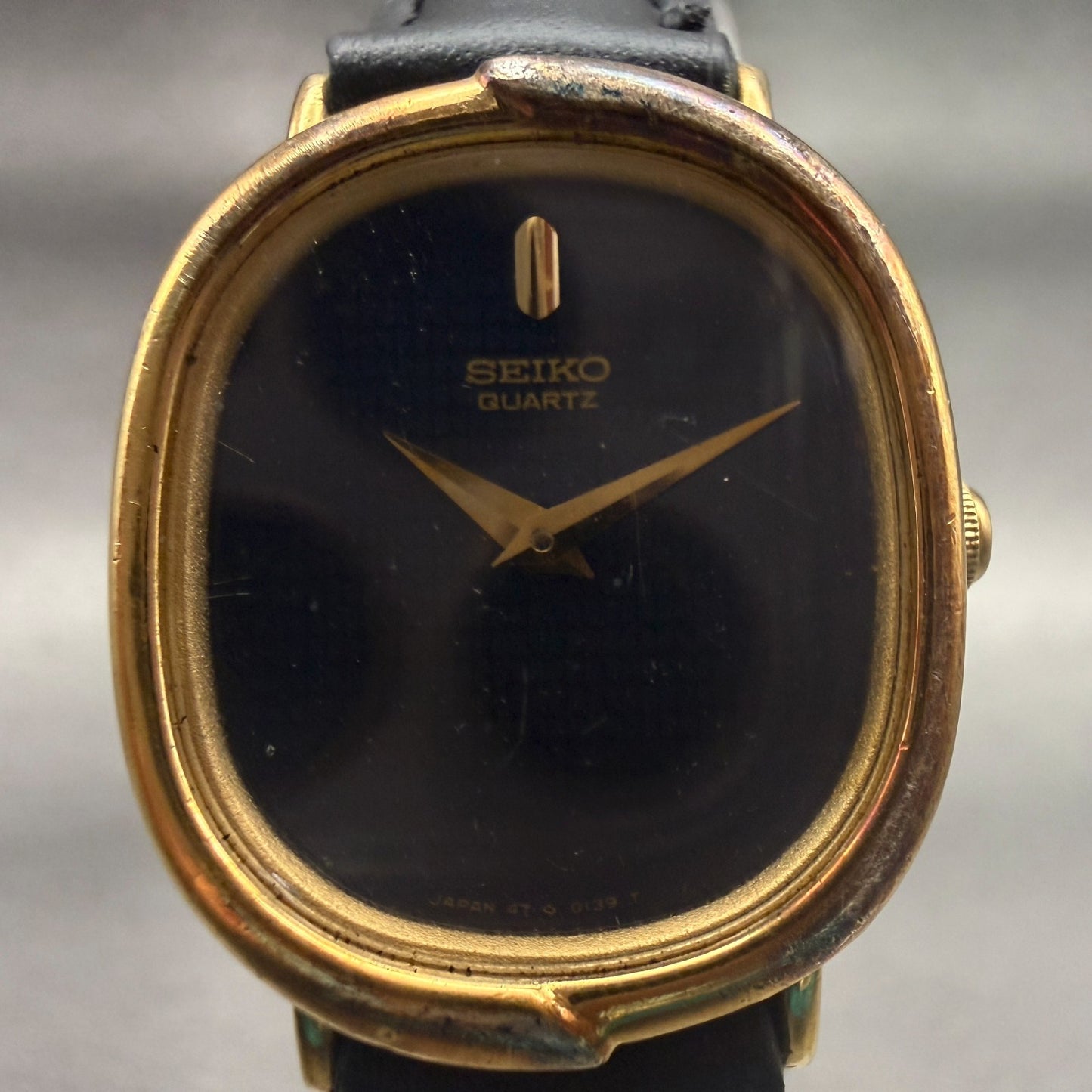 Seiko Watch Women 23mm Black Dial Gold Tone Oval 4700-5039 Vintage New Battery1