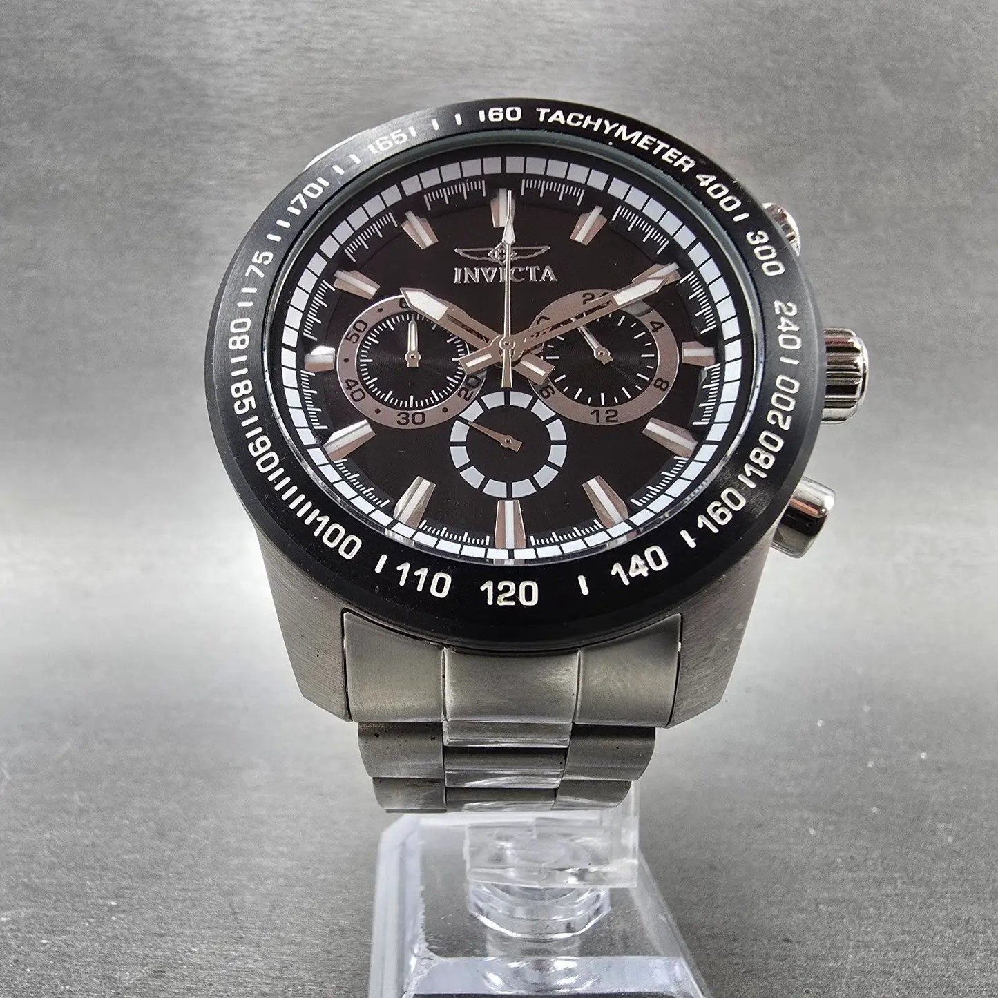 Invicta Speedway Chronograph Watch Men 48mm Black Dial Silver Tone 21796 New Bat5