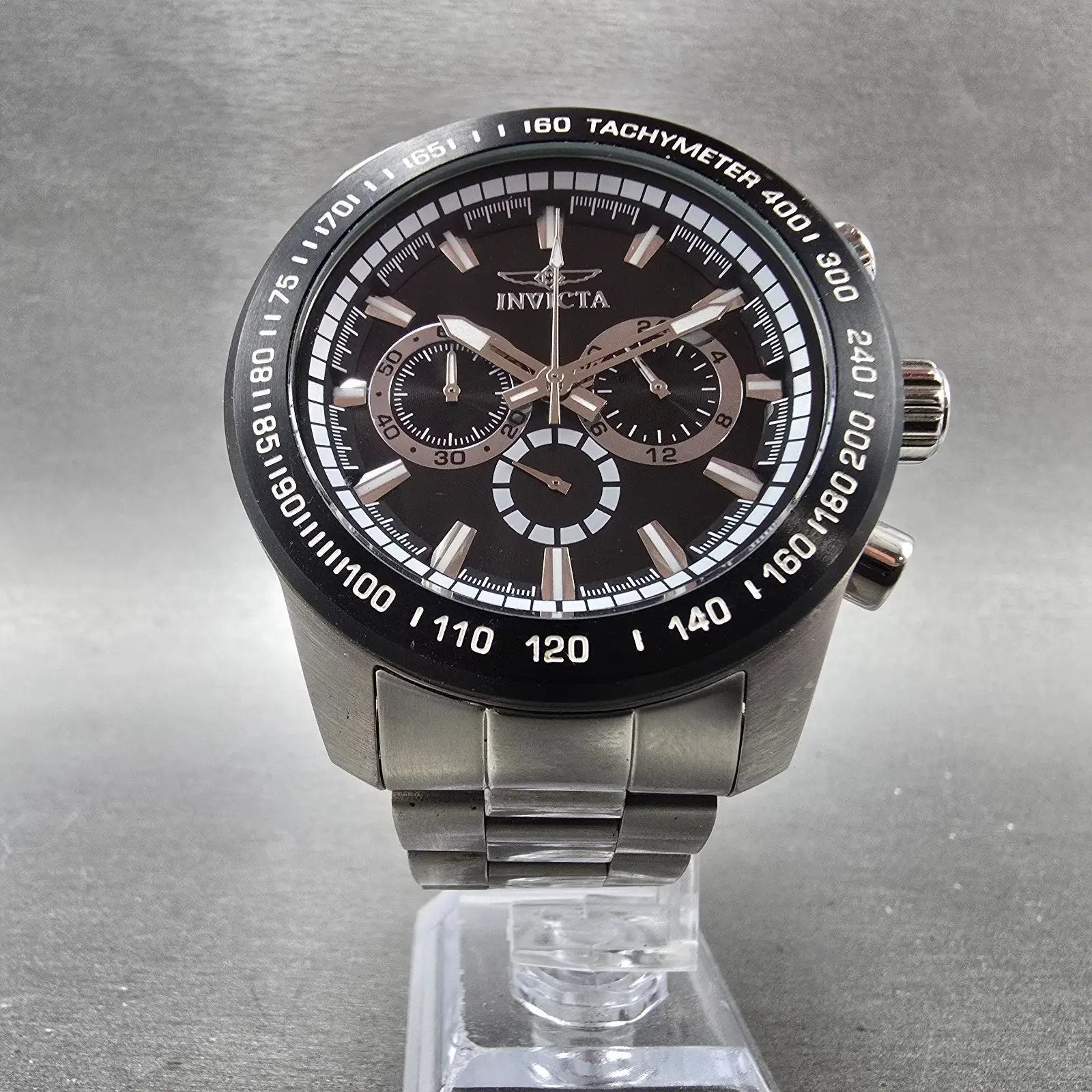 Invicta Speedway Chronograph Watch Men 48mm Black Dial Silver Tone 21796 New Bat5
