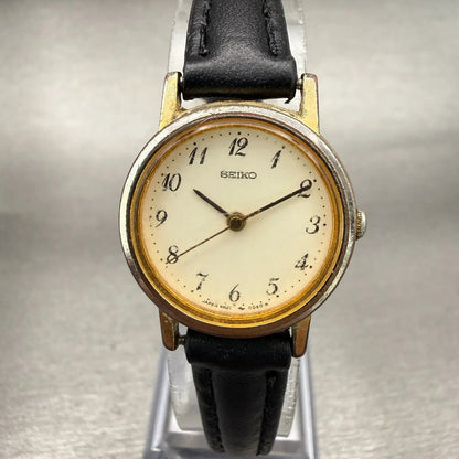 Seiko Watch Women 22mm Ivory Dial Gold Tone Round 4N21-0042 Vintage New Battery0