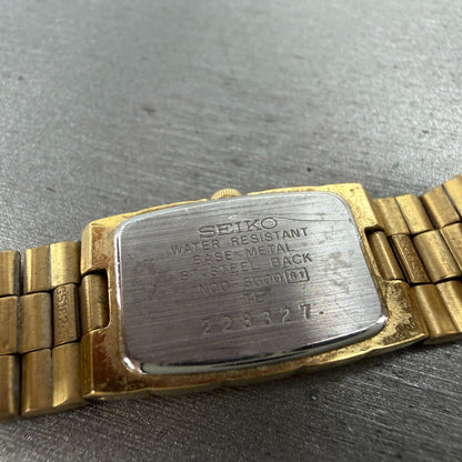 Seiko Tank Watch Women 16mm Champagne Dial Gold Tone 1N00-5G00 New Battery9