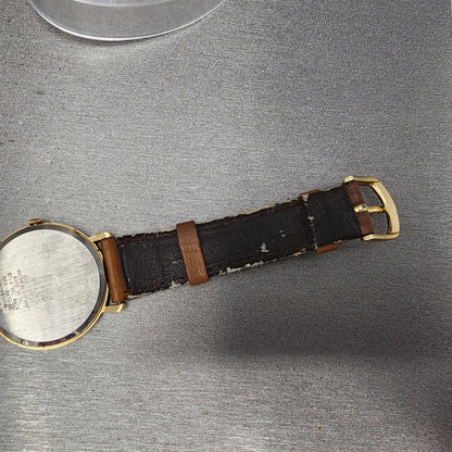 Seiko Avenue Watch Men 32mm White Dial Gold Tone Round 5P31-6A70 New Battery