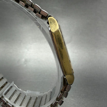 Seiko Tank Watch Men 26mm Gray Dial Gold Tone Rectangle 5P30-5D39 PARTS Vintage4
