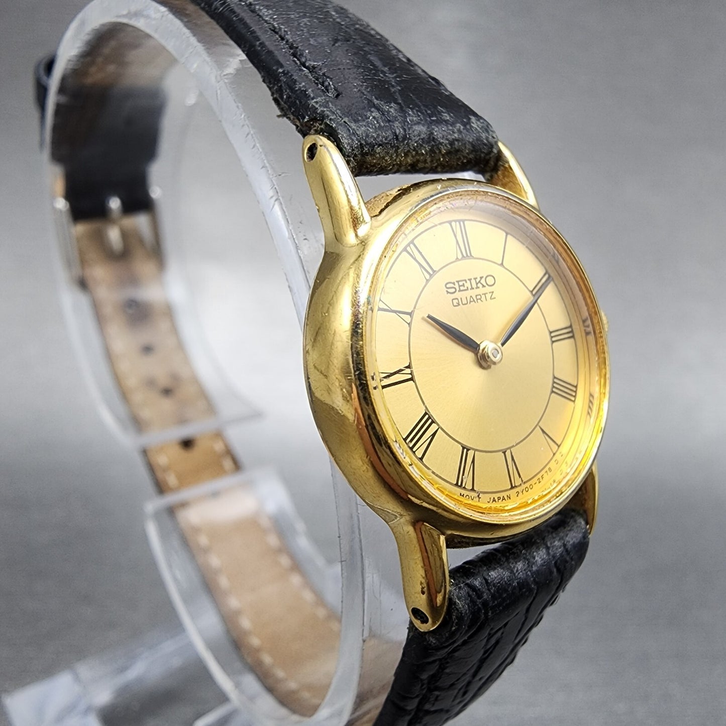 Seiko Watch Women 20mm Gold Dial Gold Tone Round 2Y000A10 New Battery3