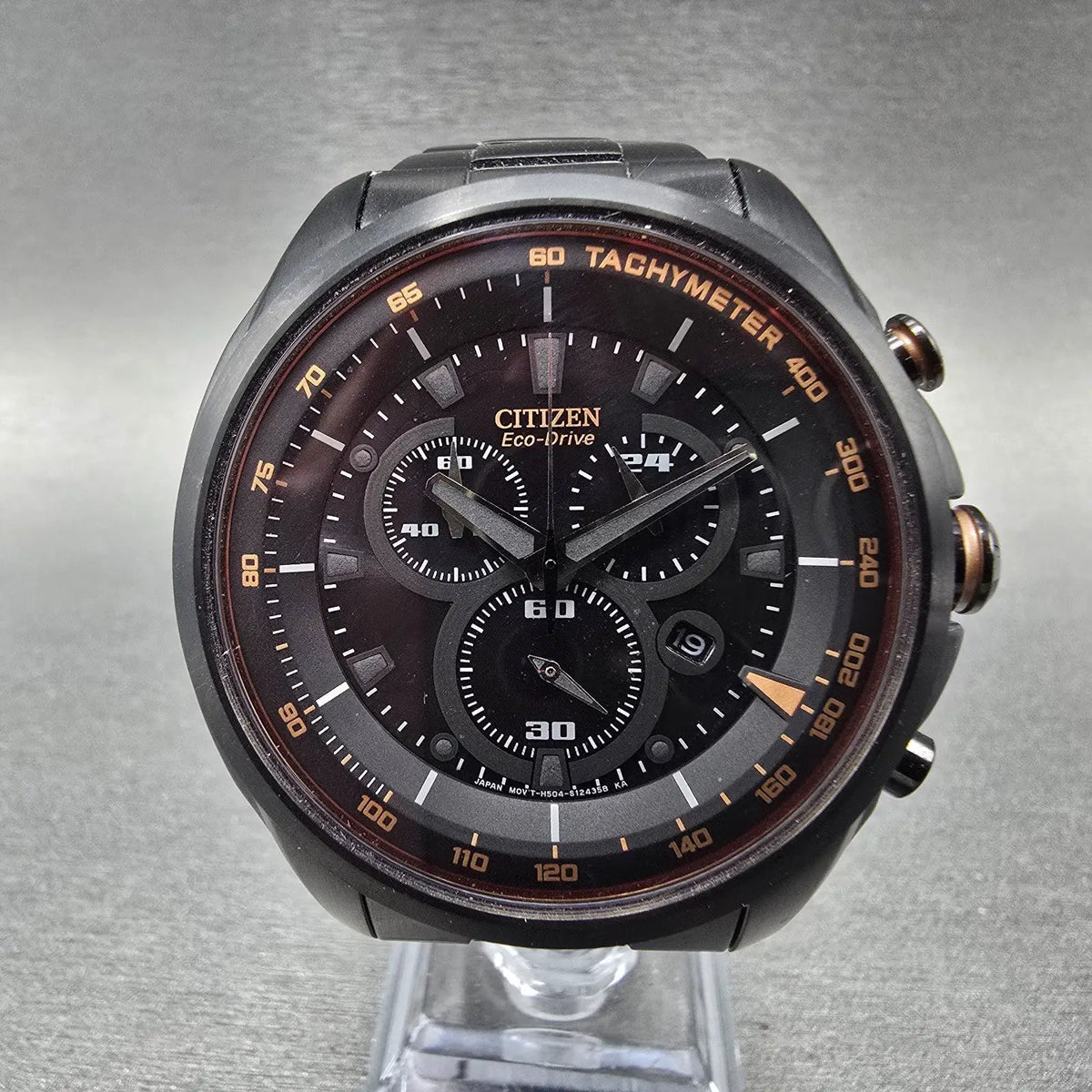Citizen Eco-Drive Chronograph Watch Men 46mm Black Dial Black Date AT2187-51E0