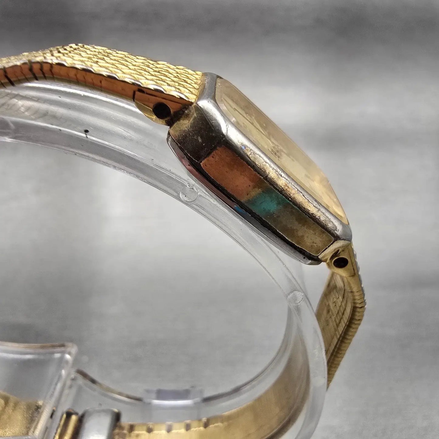 Seiko Watch Women 19mm Champagne Dial Gold Tone Rectangle 5421-5060 New Battery3