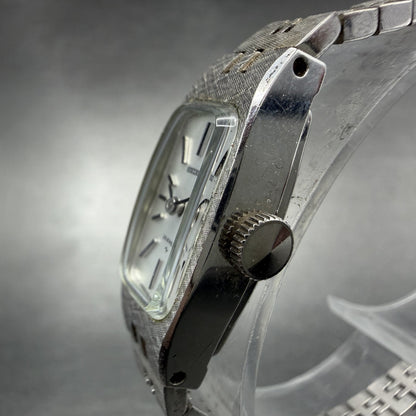 Seiko Watch Women 14mm Silver Dial Silver Tone Rectangle Manual Wind Runs2