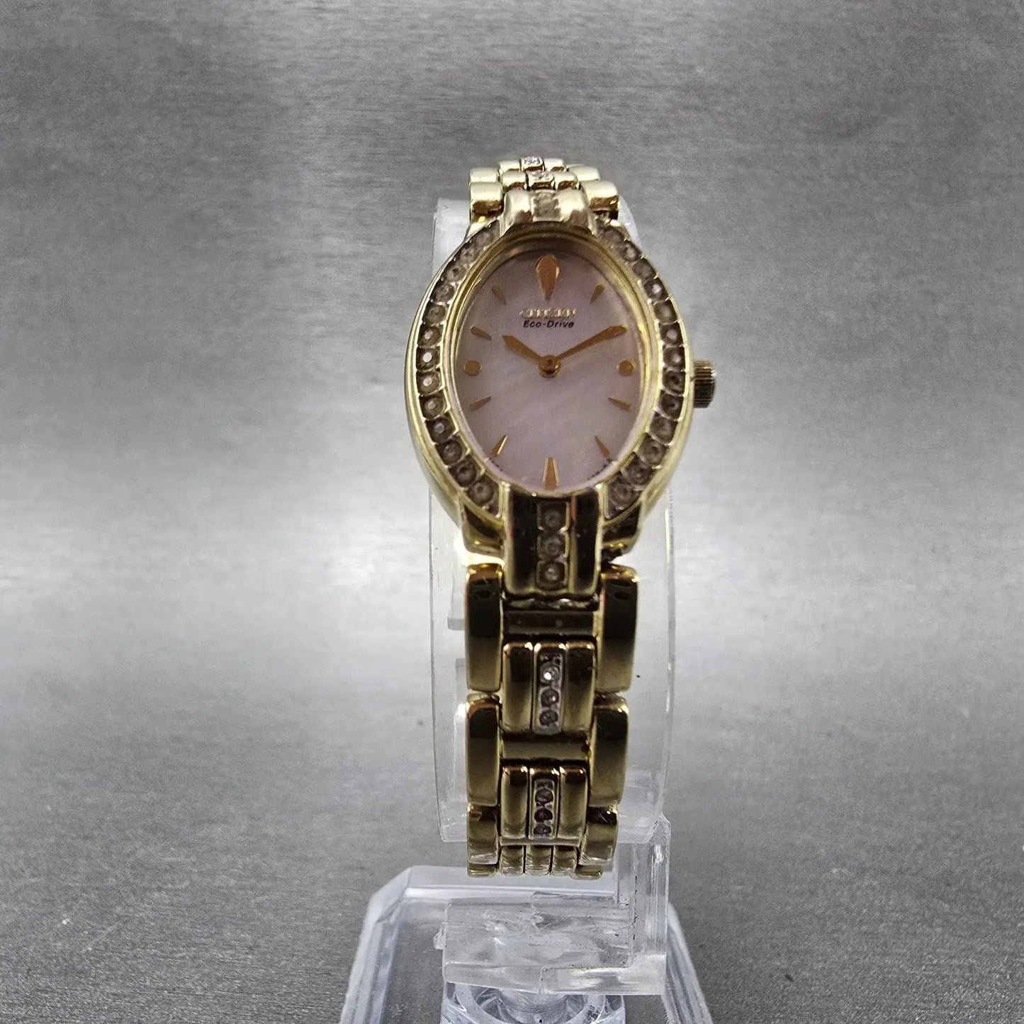Citizen Eco-Drive Watch Women 18mm MOP Dial Gold tone Oval B023-S019206 Runs6