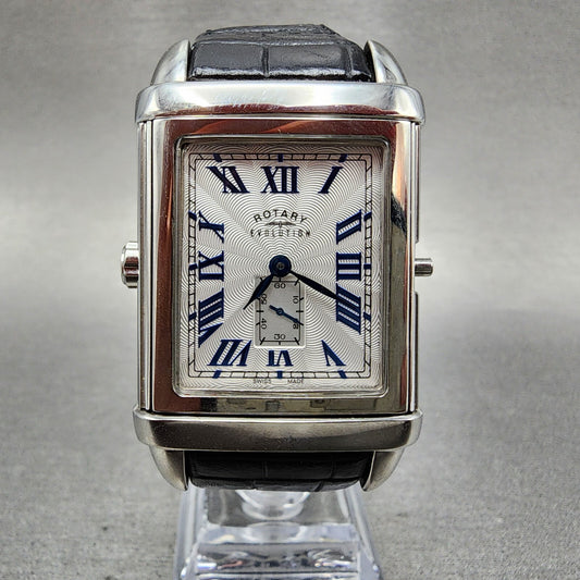 Rotary Revelation Watch Men 32mm Blue White Dial Small Seconds Reversible READ!!0