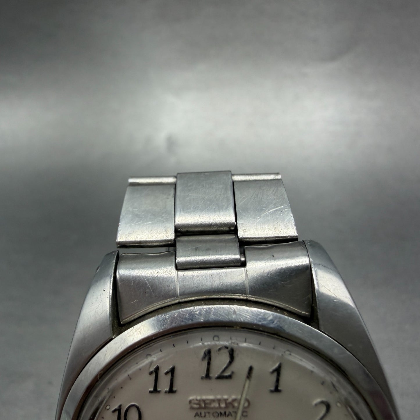 Seiko Automatic Watch Men 37mm White Dial Silver Tone DayDate 7009-8219 PARTS5