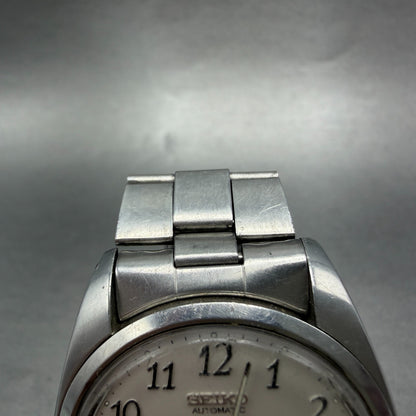Seiko Automatic Watch Men 37mm White Dial Silver Tone DayDate 7009-8219 PARTS5