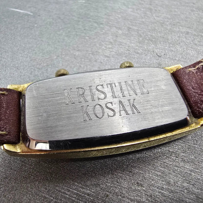 Orvis Dual Time Watch Women 19mm White Dial Gold Tone Rectangle New Battery9