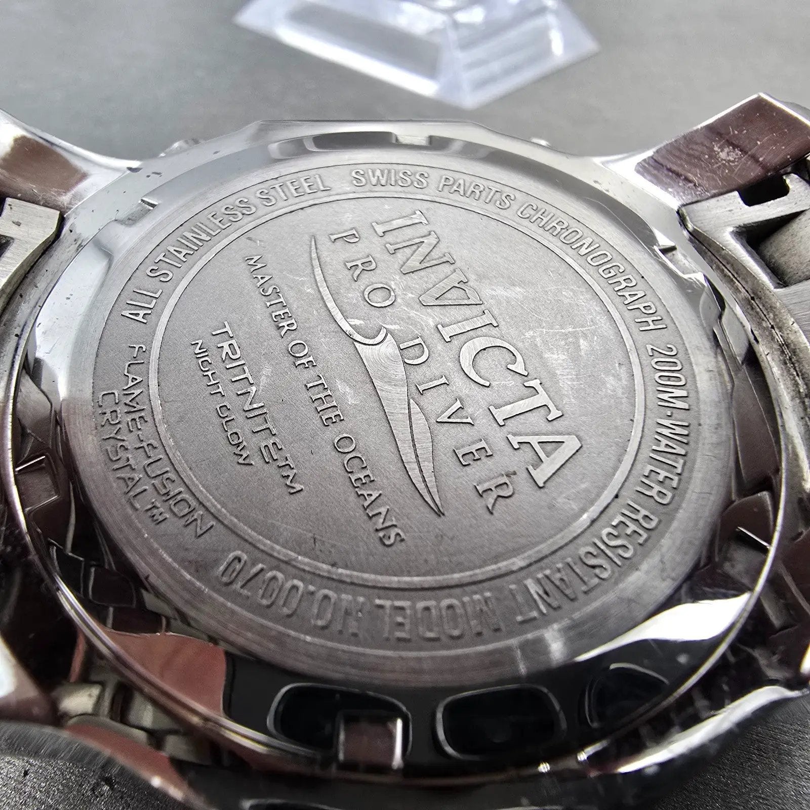 Invicta Pro Diver Chronograph Watch Men 49mm Purple Dial Silver Tone 0070 PARTS11