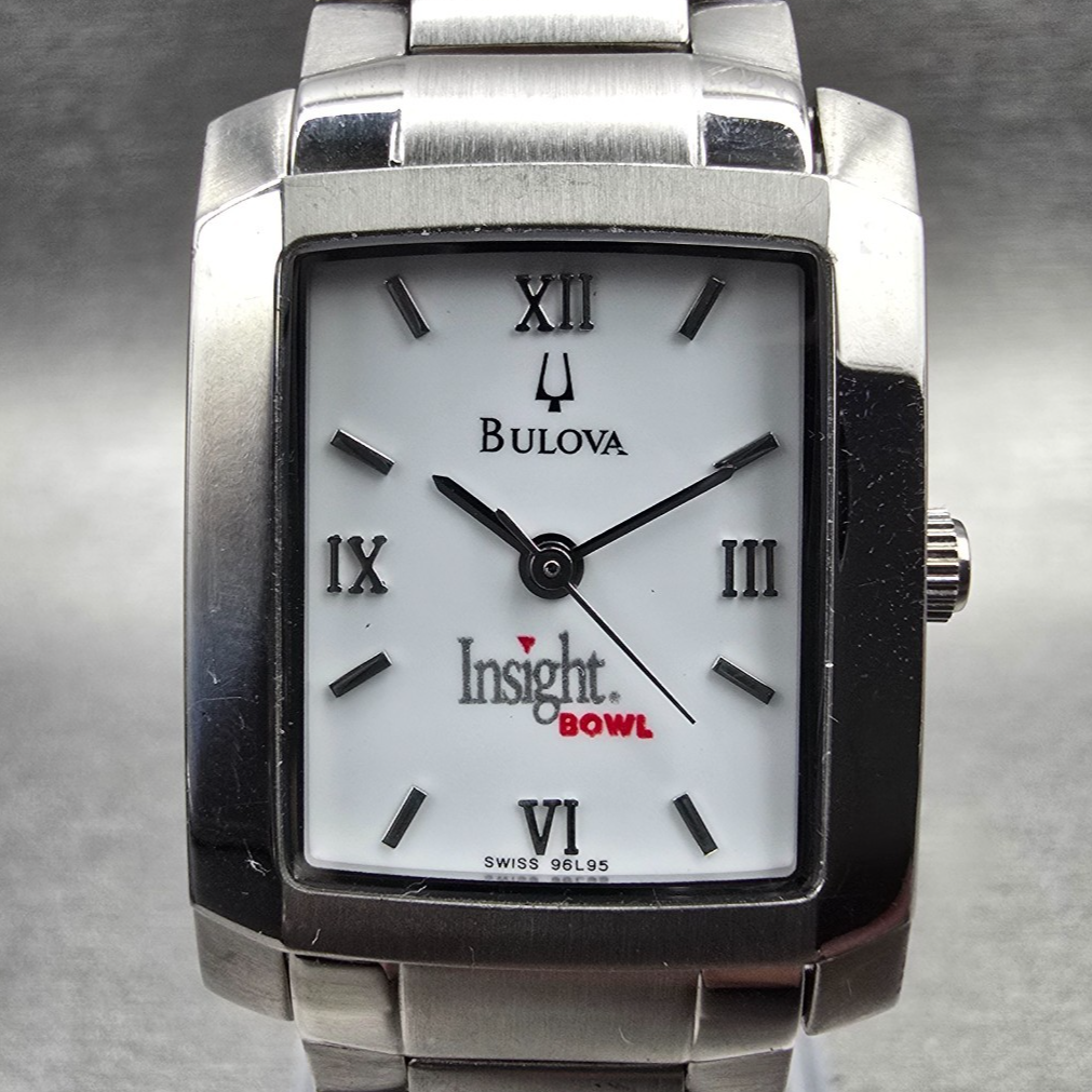 Bulova Tank Watch Men 22mm White Dial Silver Tone Rectangle 96L95 New Battery 231