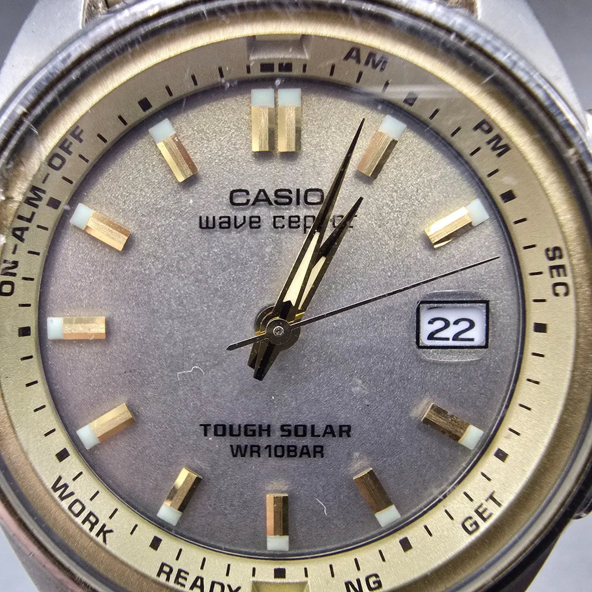 Casio Waveceptor WVQ-110TDJ Watch Men 39mm Gold Dial Titanium Date JDM PARTS2