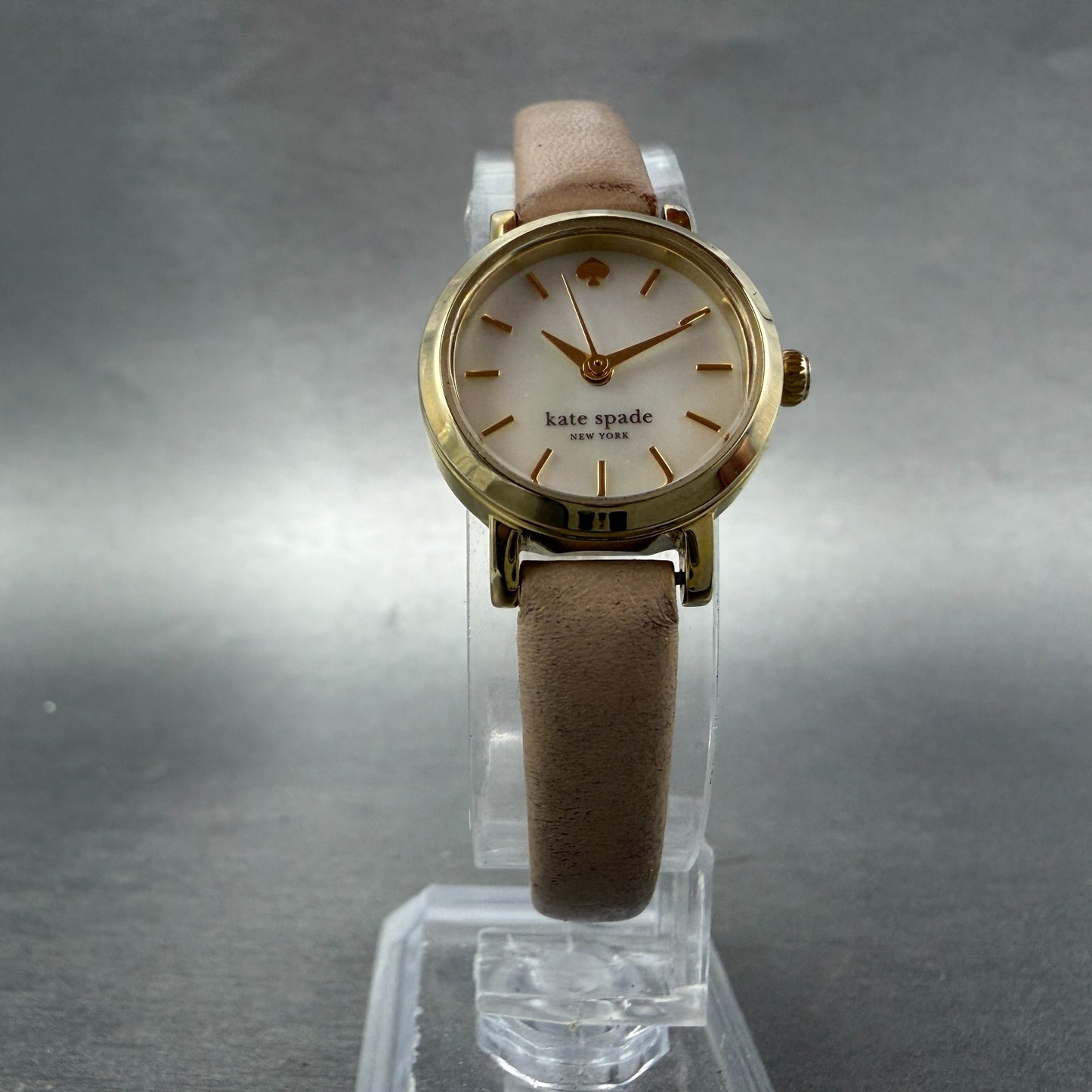 Kate Spade Tiny Metro watch Women 21mm Mop Dial Gold Tone Round 0372 New Batt5