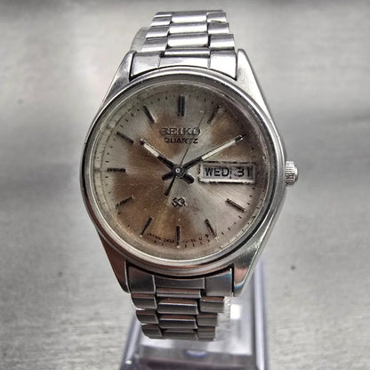 Seiko SQ Watch Women 24mm Bronze Dial Silver Tone Daydate 3423-0099 New Battery0