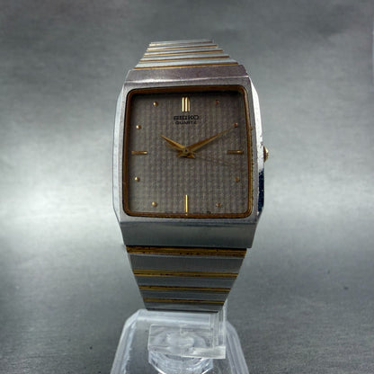 Seiko Tank Watch Men 26mm Silver Dial Two Tone Rectangle 5p31-5a69 New Battery5