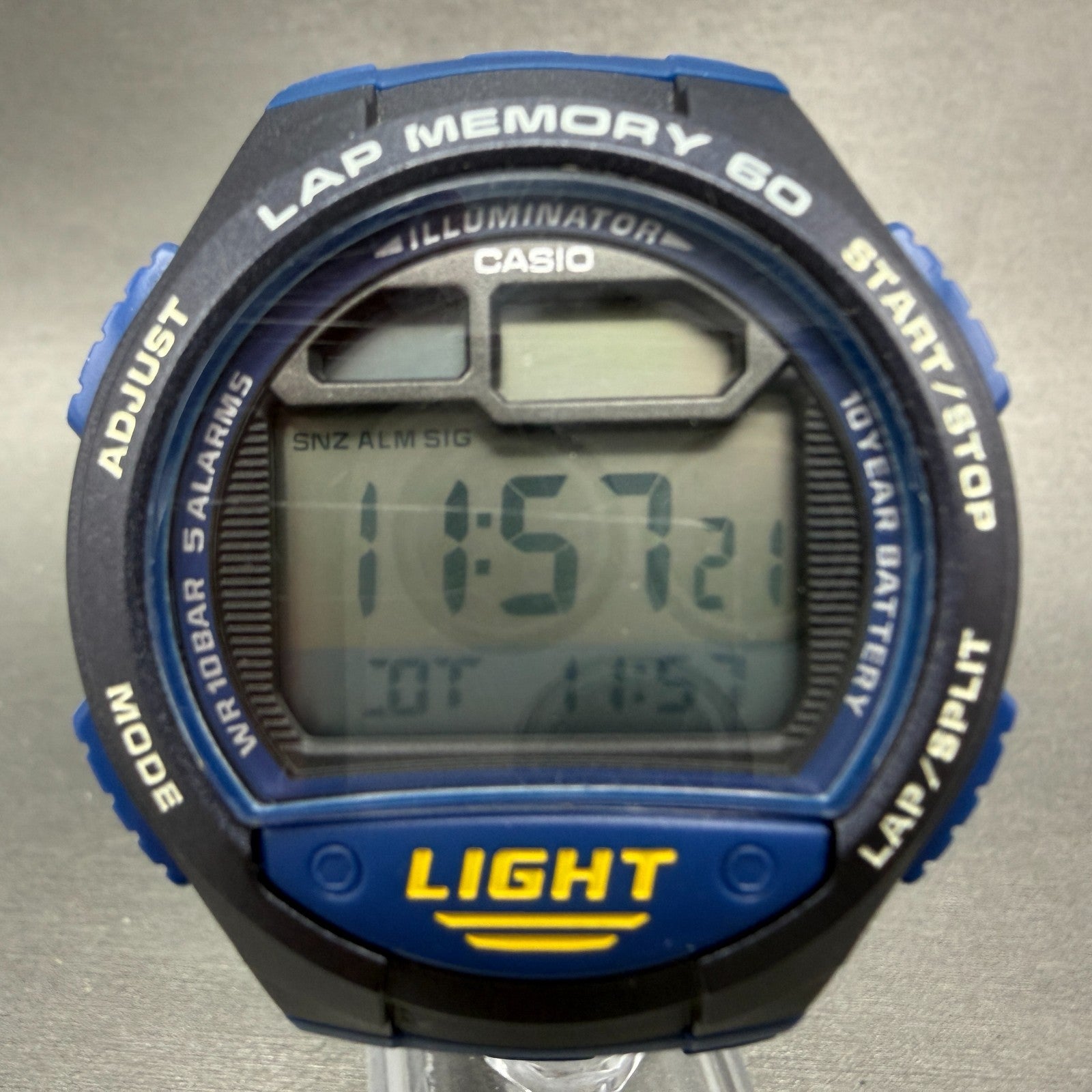 Casio Illuminator Watch Men 42mm Digital Blue Tone Round W-734 New Battery1