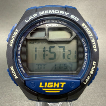 Casio Illuminator Watch Men 42mm Digital Blue Tone Round W-734 New Battery1