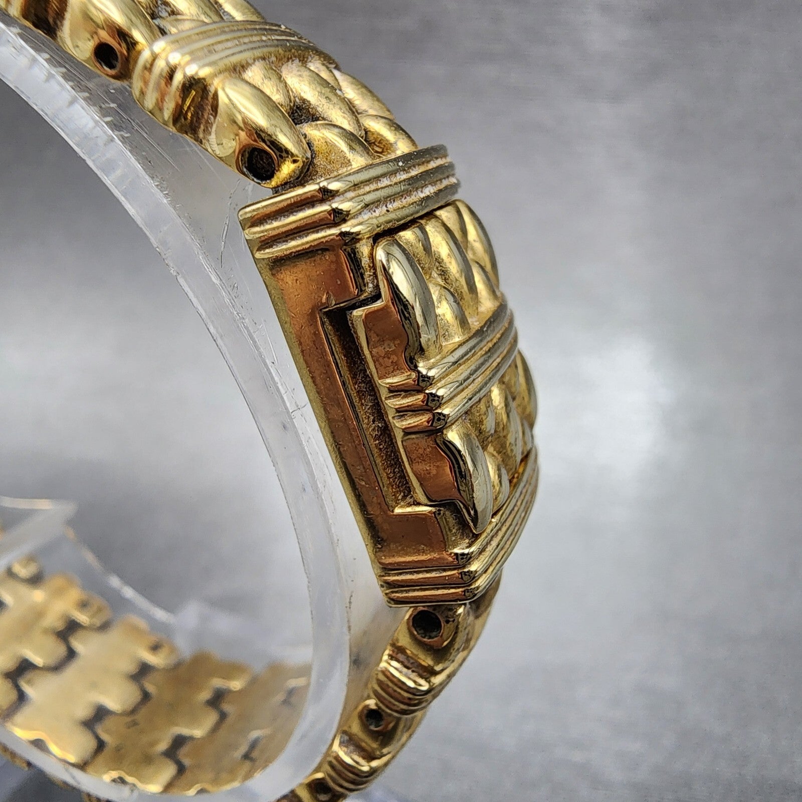 Citizen Elegance Tank Watch Women 14mm MOP Dial Gold Tone Flip Cover New Battery3