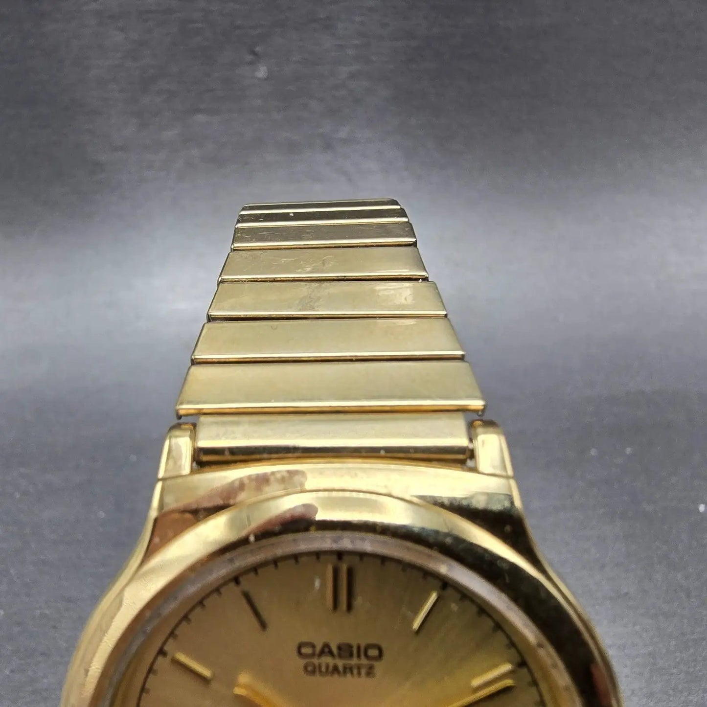 Casio Analog Digital Watch Men 35mm Champagne Dial Gold Tone Alarm Chrono PARTS5