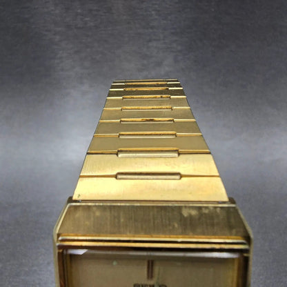 Seiko Tank Watch Men 27mm Gold Dial Gold Date 6439 Movement 5089 VTG PARTS5