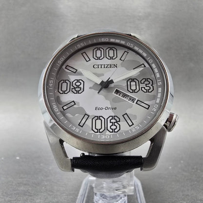 Citizen Eco-Drive 41mm White Camo Dial Steel Daydate Round AW0011-09J Works5