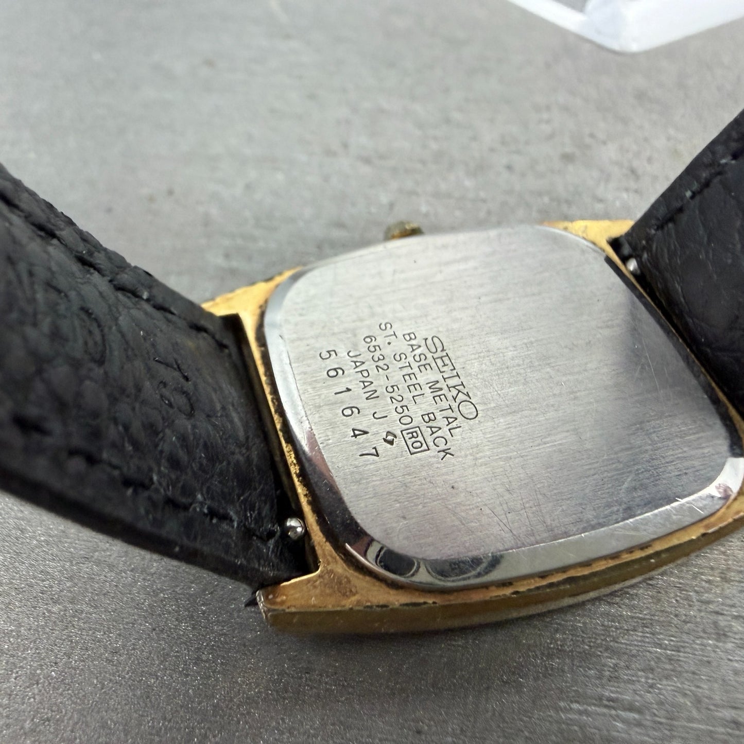 Seiko Tank Watch Men 28mm Champagne Dial Gold Tone Date 6532-5250 New Battery S210