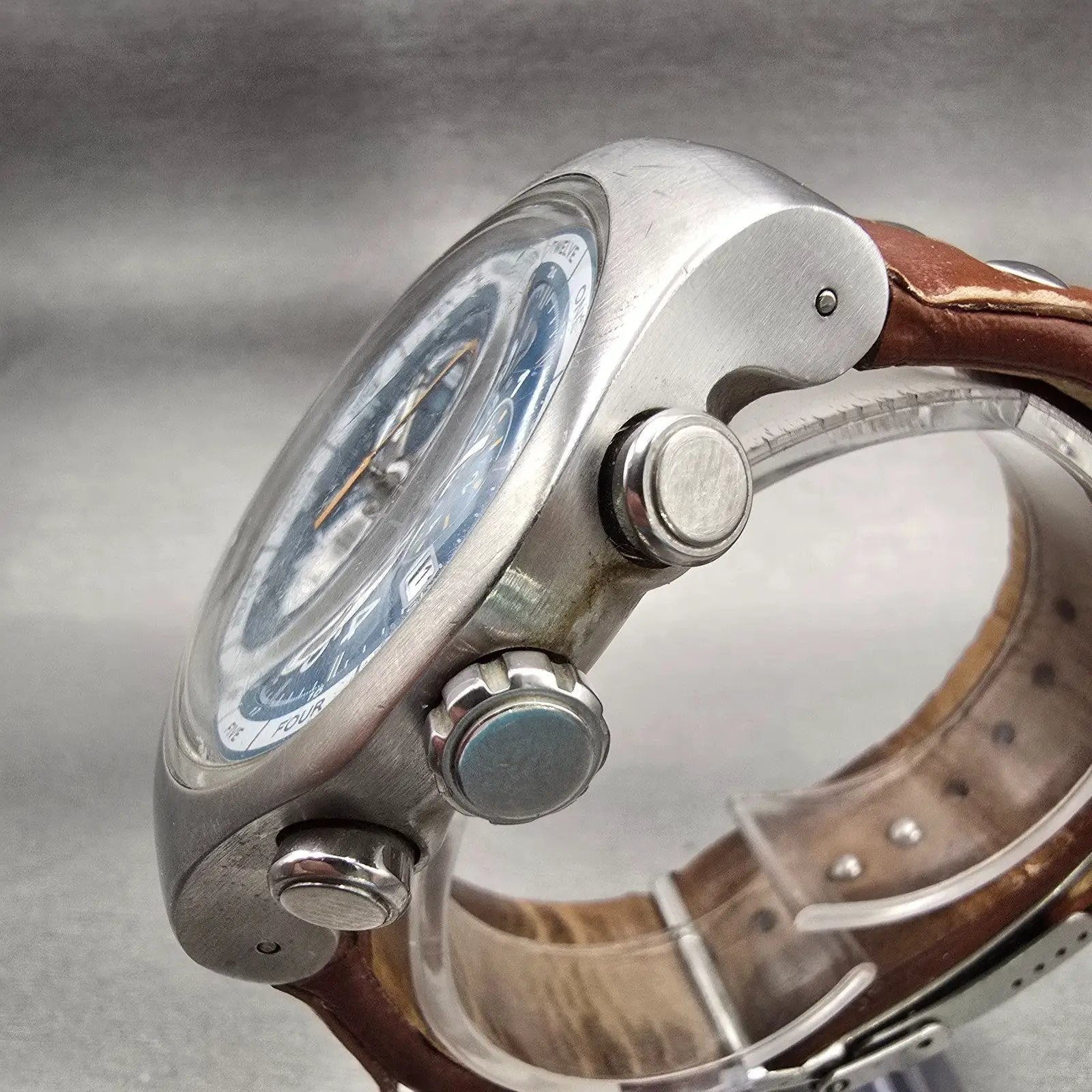 Swatch Irony THE CHRONO Watch Men Blue Dial Silver Tone Date YOS410 New Battery2