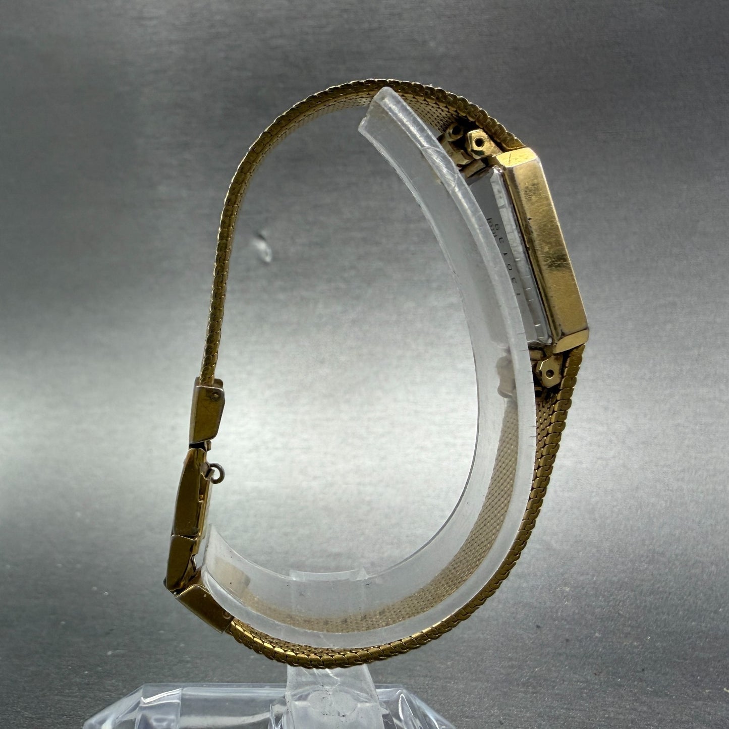 Seiko Tank Watch Women 13mm Black Dial Gold Tone Rectangle 2e20-6239 New Batt AB8