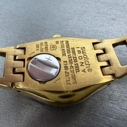 Swatch Irony Watch Women 25mm Silver Dial Gold Tone Round New Battery12