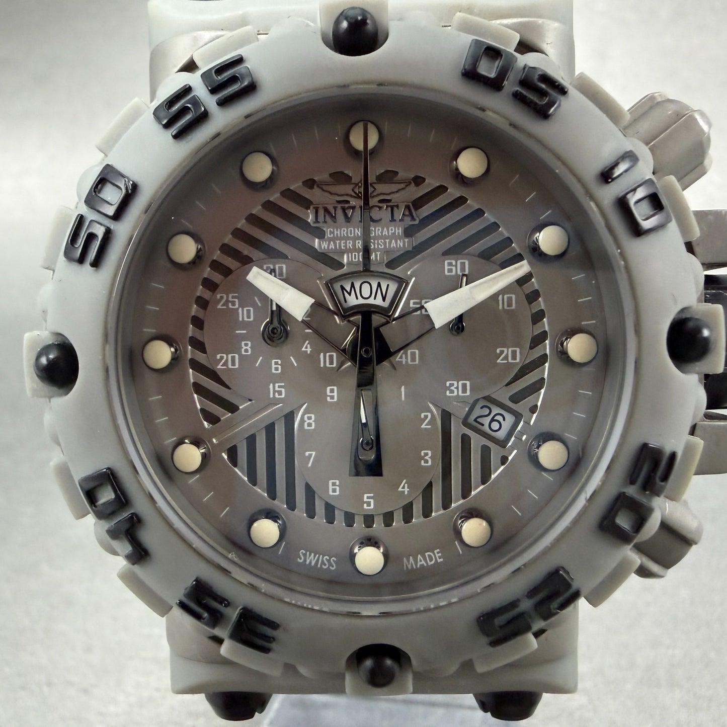 Invicta Subaqua Nitro Chrono Watch Men 50mm Silver Dial Gray Tone 0406 NewBatt1