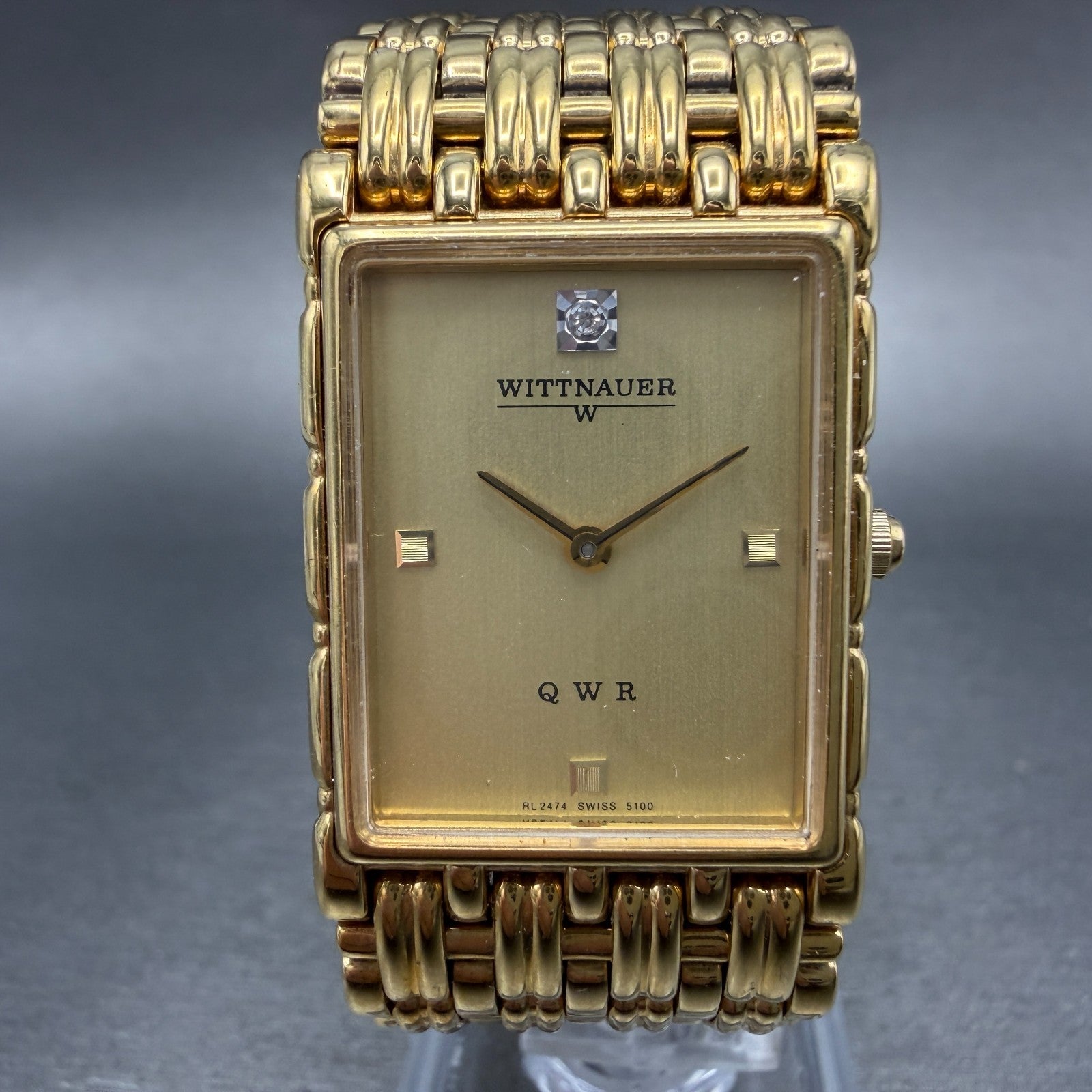 Wittnauer QWR Tank Watch Men 23mm Gold Dial  Gold Tone RL2473 5100 PARTS0