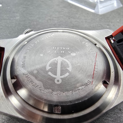 Nautis Baltic Watch Men 45mm Black Dial Steel Date Round NAUN104-1 New Battery9