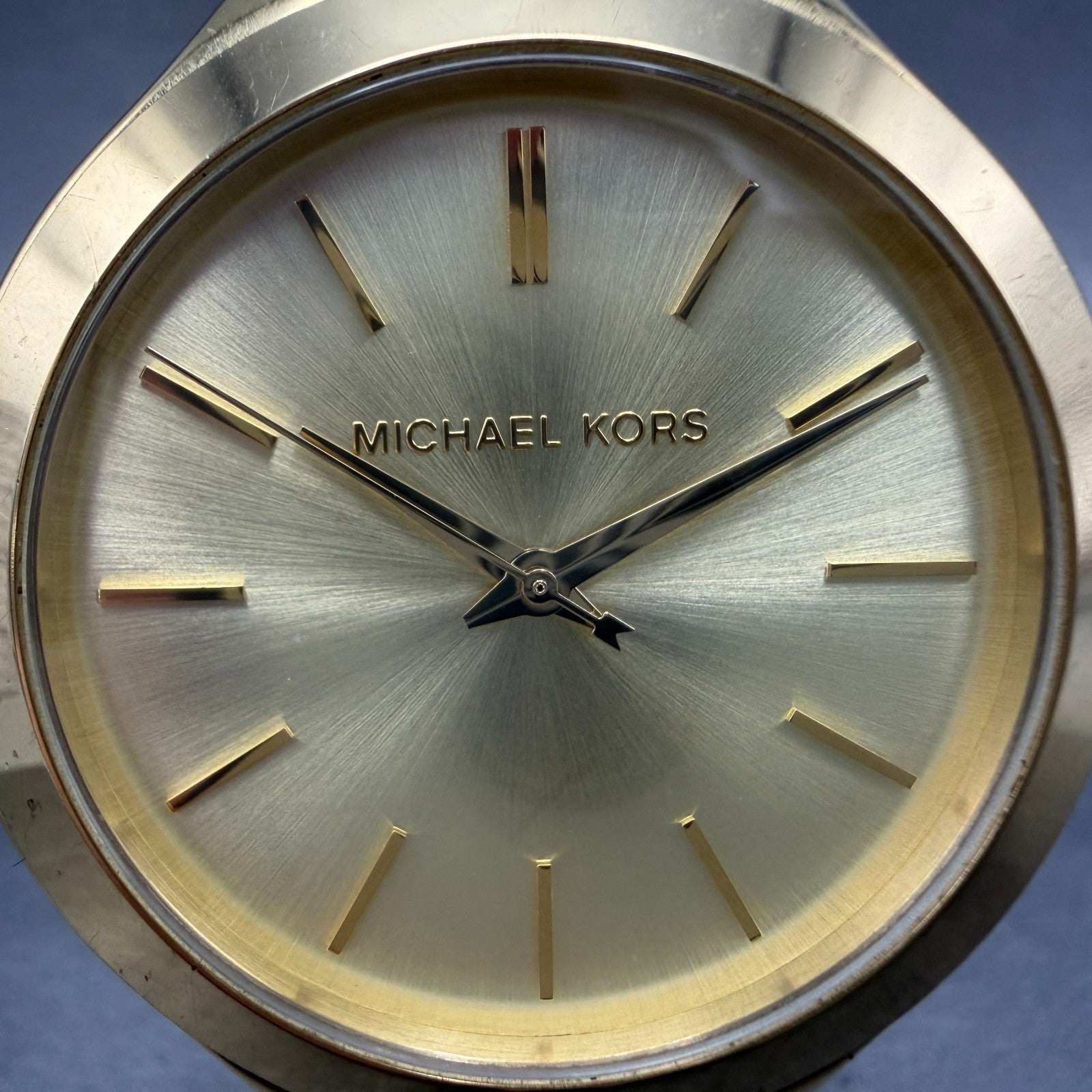 Michael Kors Runaway Watch Women 42mm Champagne Dial Gold Tone MK-2285 New Batt1