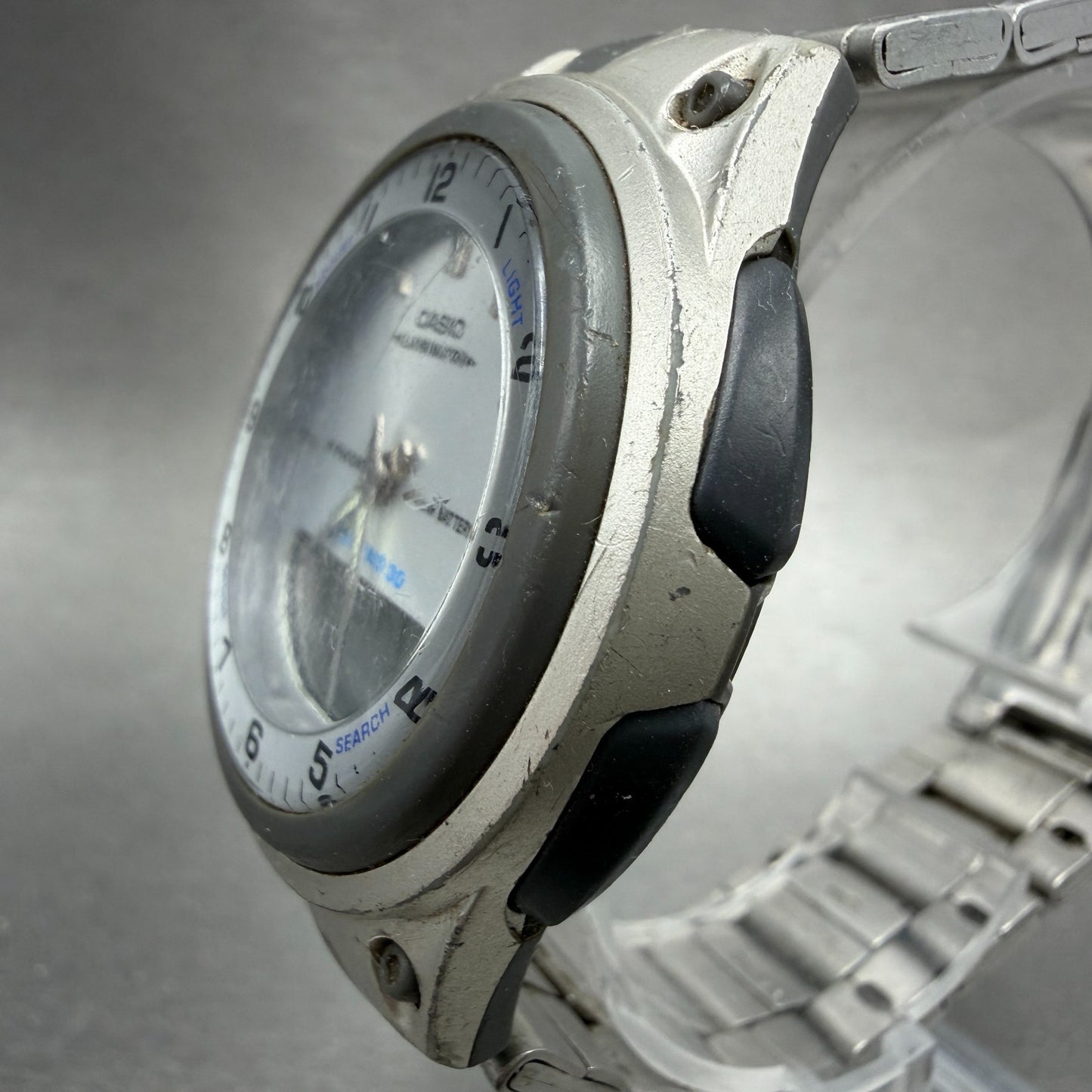 Casio Illuminator Watch Men 40mm Silver Alarm Chrono Ana Digi  AW-80 New Battery2