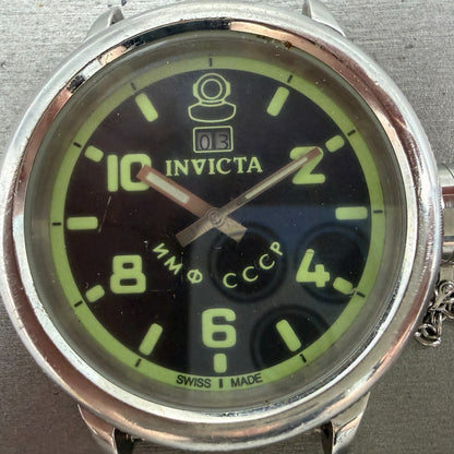 Invicta Russian Diver Watch Men 52mm Black & Green Dial Steel Date 4342 PARTS2