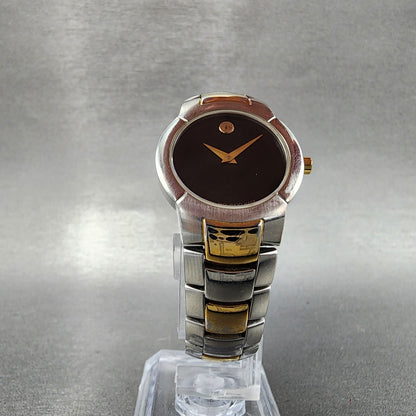 Movado Amorosa Watch Women 25mm Black Dial Two Tone Round 81.A1.1842 New Battery5
