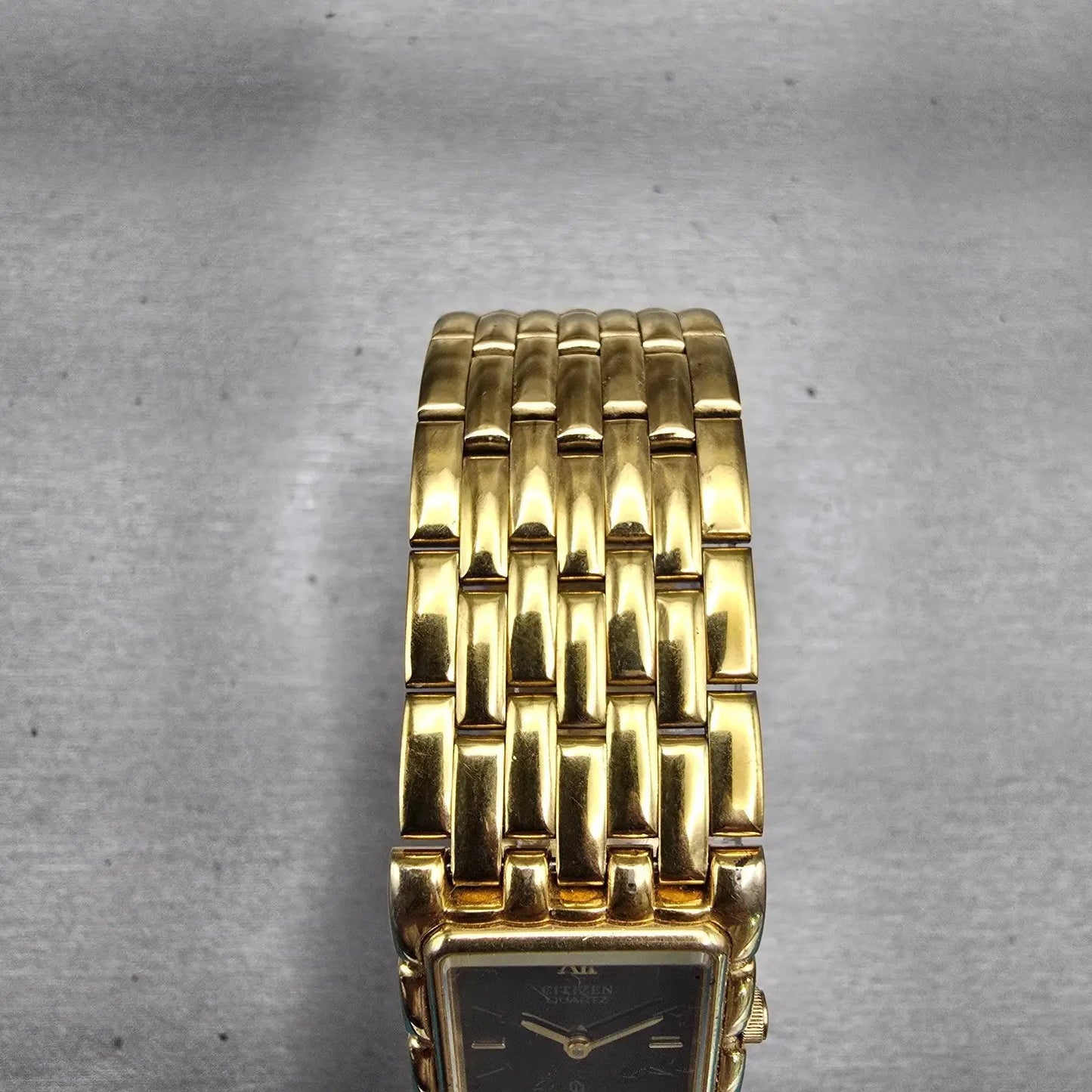 Citizen CQ Watch Men 23mm Black Dial Gold Tone Rectangle 6020-S27221 New Battery4