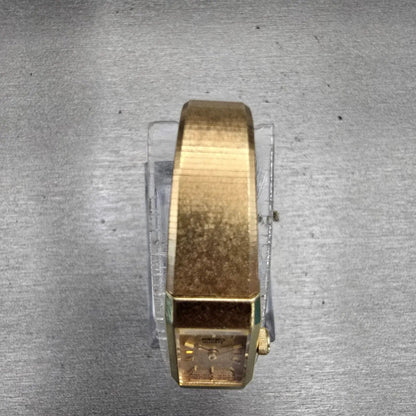 Seiko Watch Women 12mm Gold Dial Gold Tone Rectangle 1320-5040 New Battery VTG4
