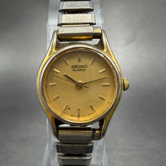 Seiko Watch Women 20mm Champagne Dial Gold Tone Round 2Y01-0A19 New Battery VTG10