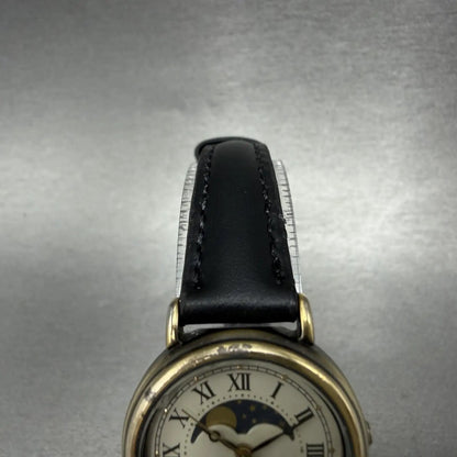 Seiko Alba Success Moon Phase Watch Women 25mm White Dial Brass Tone New Battery4
