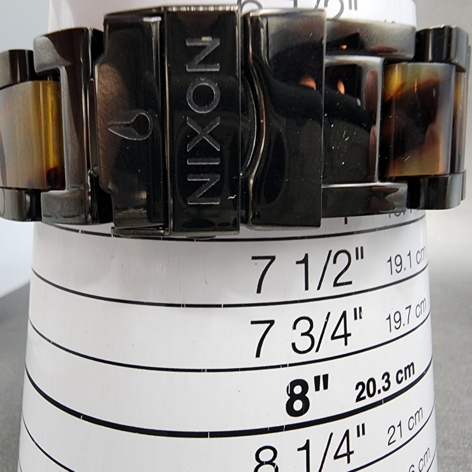 Nixon 4220 Chrono Watch Women 42mm Black Dial Black Tortoise Date New Battery12